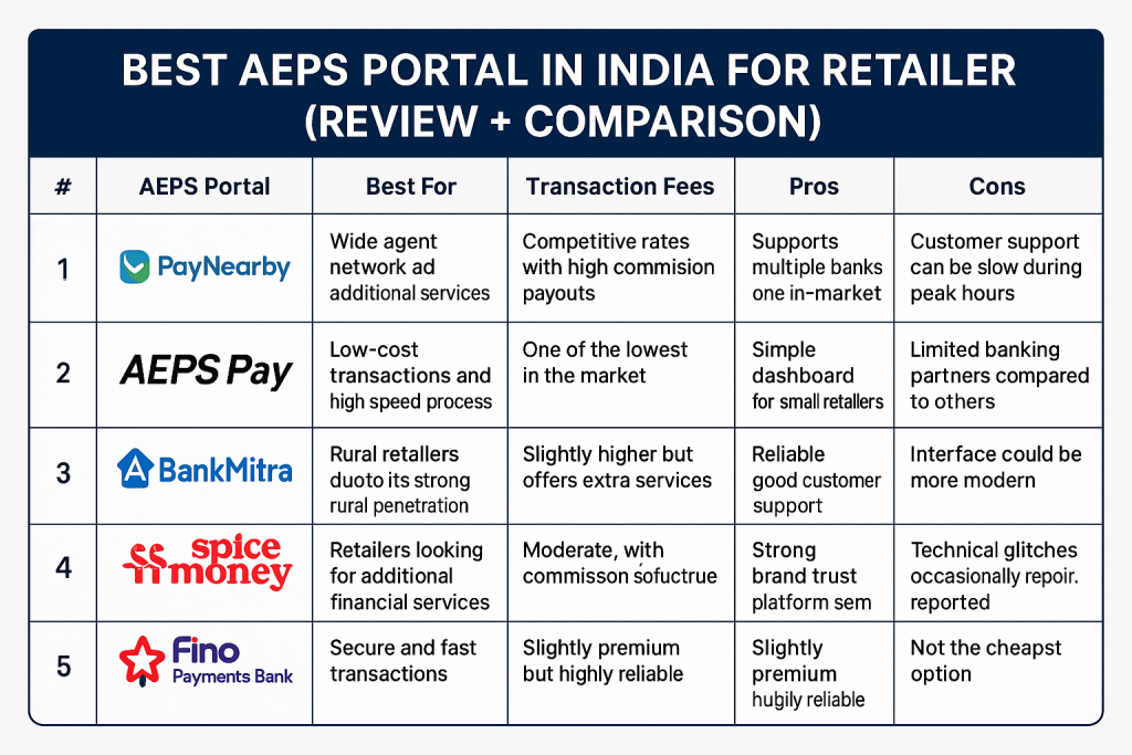Best AEPS Portal in India for Retailers (Review + Comparison) - Aeps ...