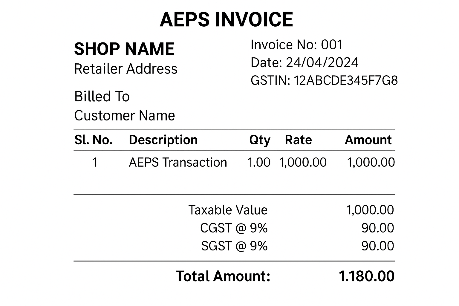 AEPS GST invoice