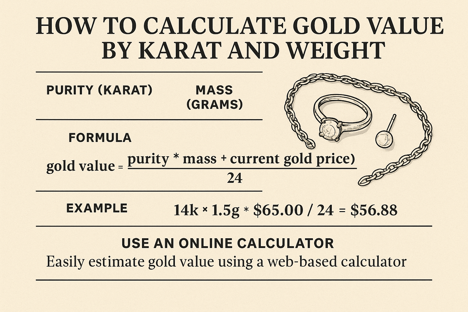 Calculate Gold Value by Karat and Weight