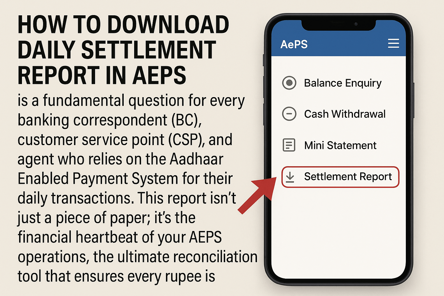 How to download Daily Settlement Report in AEPS