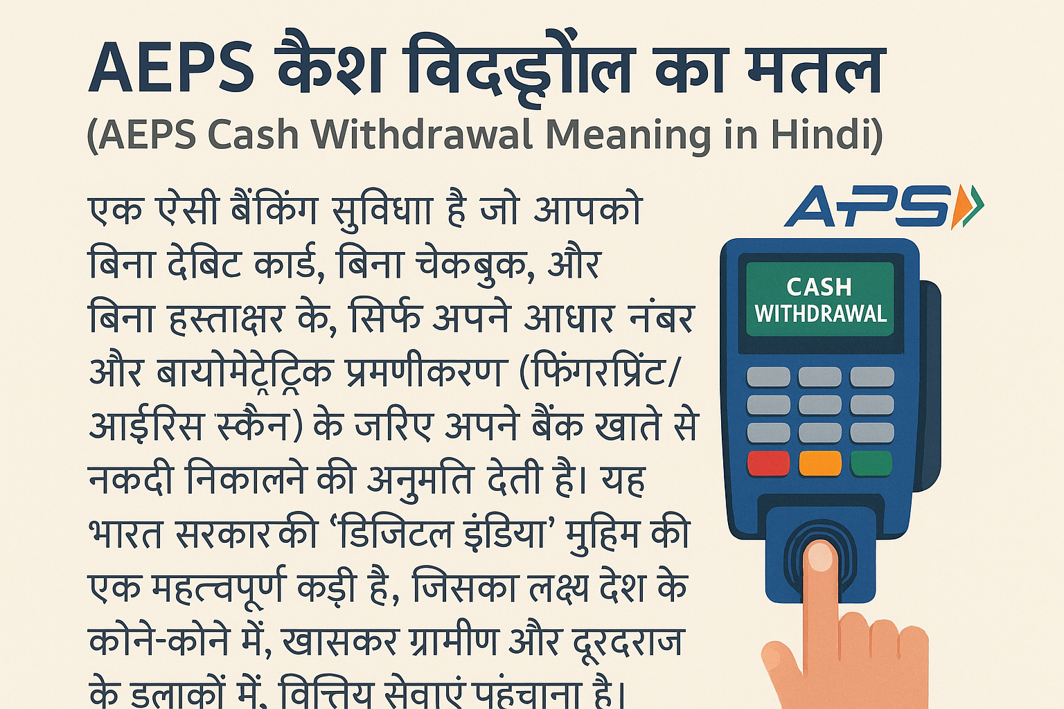 AEPS Cash Withdrawal Meaning in Hindi
