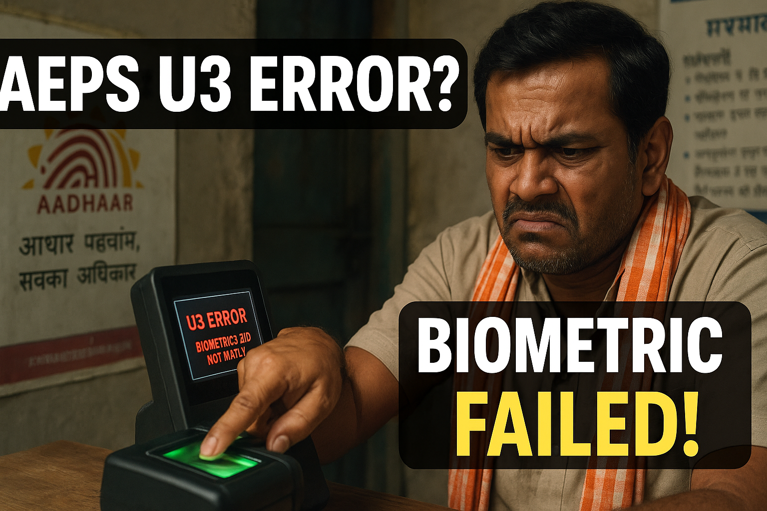 Aeps Error Code U3 – Biometrics Did Not Match at UIDAI: Causes, Fixes ...
