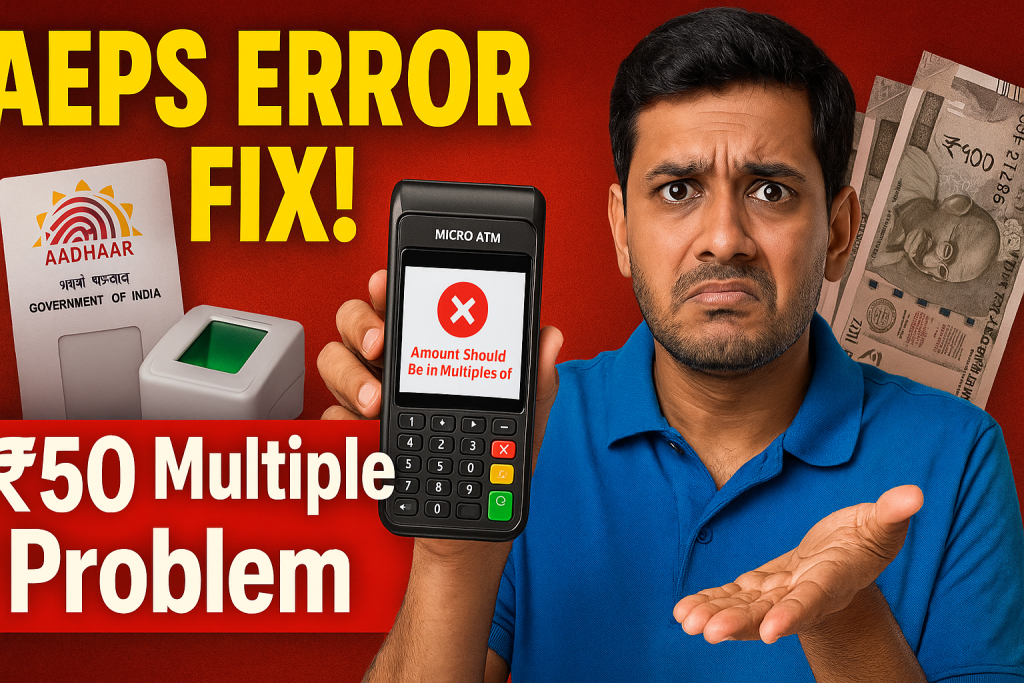 Aeps Error Code : Amount Should Be in Multiples of 50 Aeps Error Code : Amount Should Be in Multiples of 50