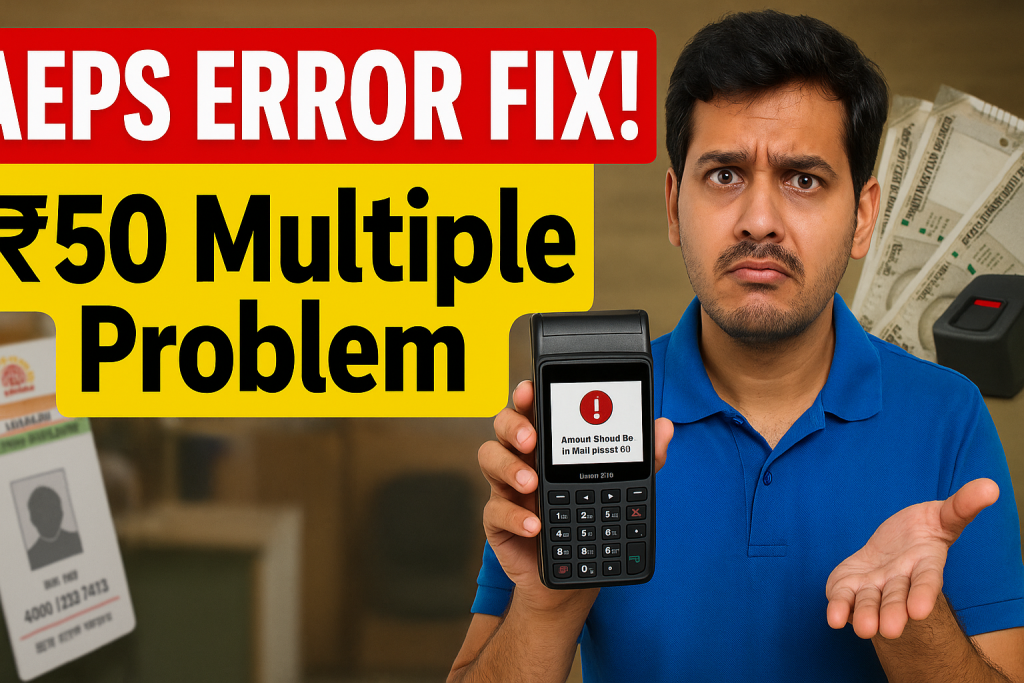 Aeps Error Code : Amount Should Be in Multiples of 50 Aeps Error Code : Amount Should Be in Multiples of 50